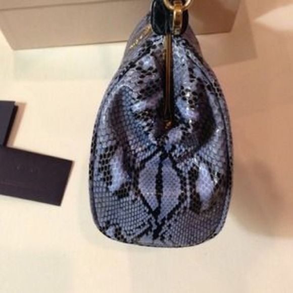 Prada Python Frame-Chain Shoulder Blue Gold Bag - Picture 3 of 4